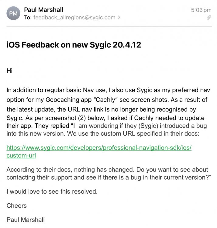 Sygic App update - Support - Cachly - Advanced Geocaching